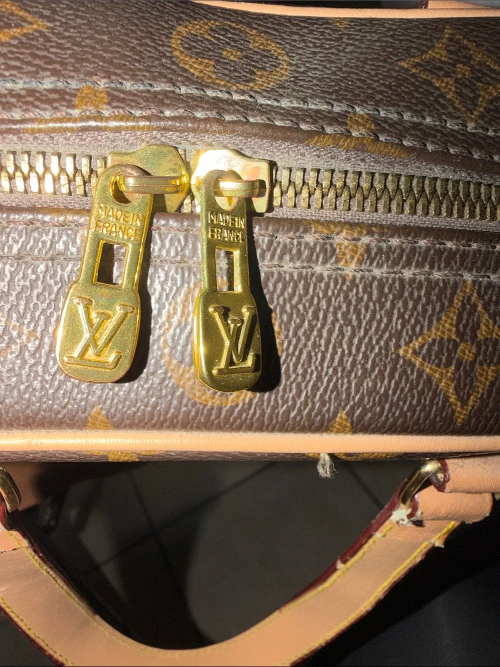 Louis Vuitton Brown Monogram Bag with Tan Trim - serial #M51161 needs TLC
